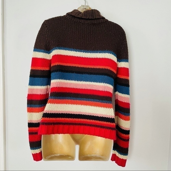 ZARA Striped Chunky Knit Turtleneck Sweater | Retro Fall Cozy Chic - Picture 3 of 5
